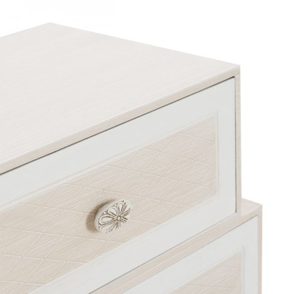 Συρταριέρα "VALERIE" ξύλινη σε χρώμα μπεζ/εκρού 60x30,5x70,5