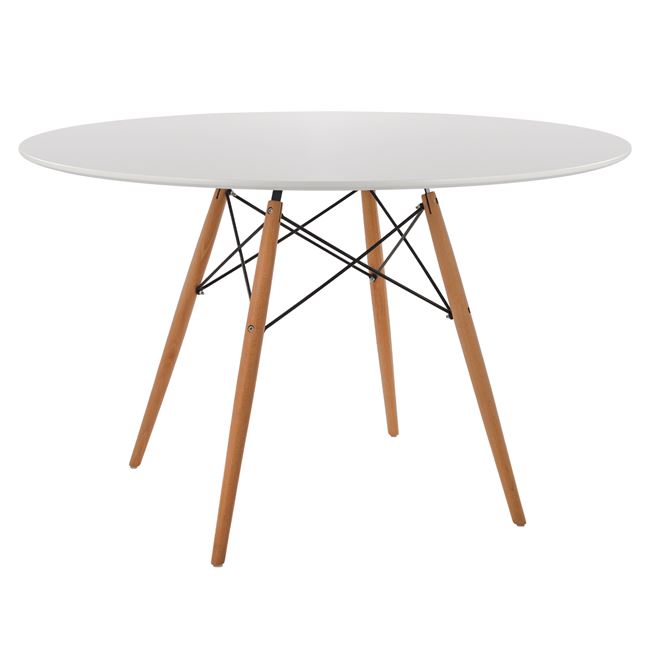 Τραπέζι "MINIMAL" από ξύλο/mdf σε χρώμα λευκό/φυσικό Φ120x75