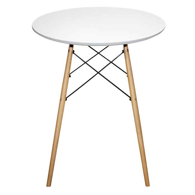 Τραπέζι "MINIMAL" από ξύλο/mdf σε χρώμα λευκό/φυσικό Φ60x74.5