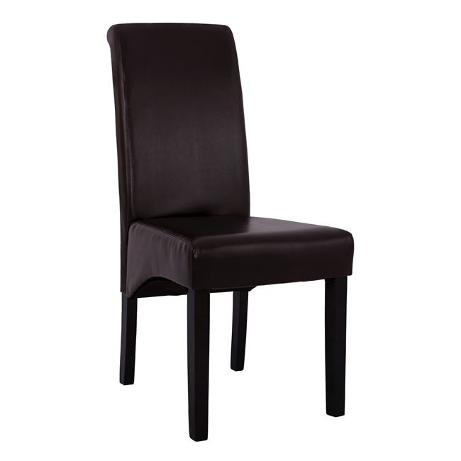 Καρέκλα τραπεζαρίας "ROXIE" από τεχνόδερμα σε χρώμα καφέ 47x60x99