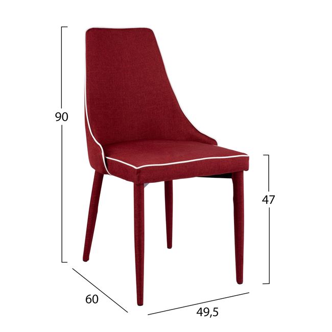 Καρέκλα "MOLI" υφασμάτινη σε χρώμα μπορντώ 49x59x89