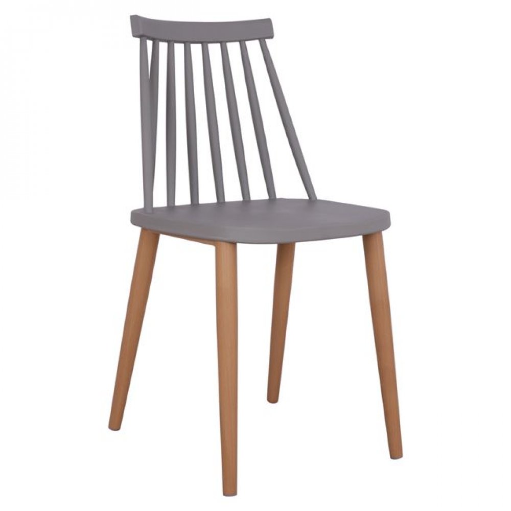 Καρέκλα "VANESSA" μεταλλική/PP σε χρώμα γκρι/φυσικό 43x46,5x82
