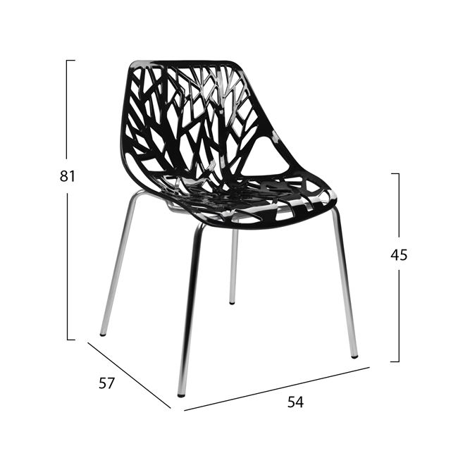 Καρέκλα "ELSA" μεταλλική/PP σε χρώμα μαύρο 54x57x81
