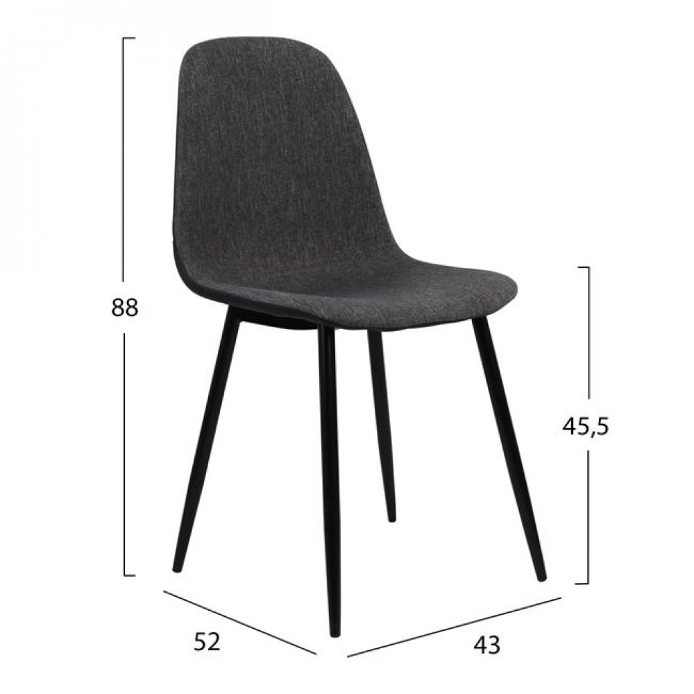 Καρέκλα "LEONARDO" μεταλλική/υφασμάτινη σε χρώμα γκρι 43,5x59x84