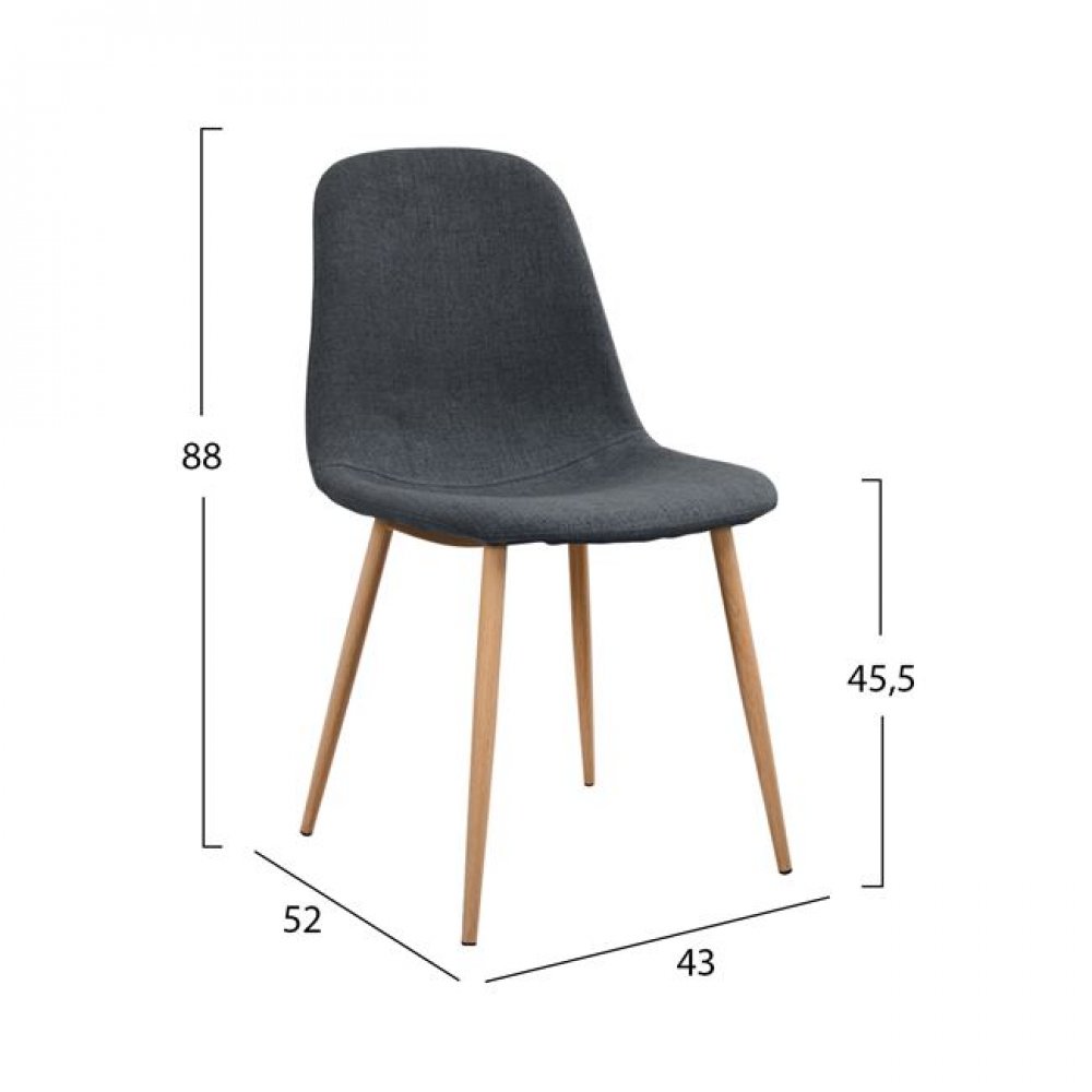 Καρέκλα "LEONARDO" μεταλλική/υφασμάτινη σε χρώμα γκρι 45x54x84