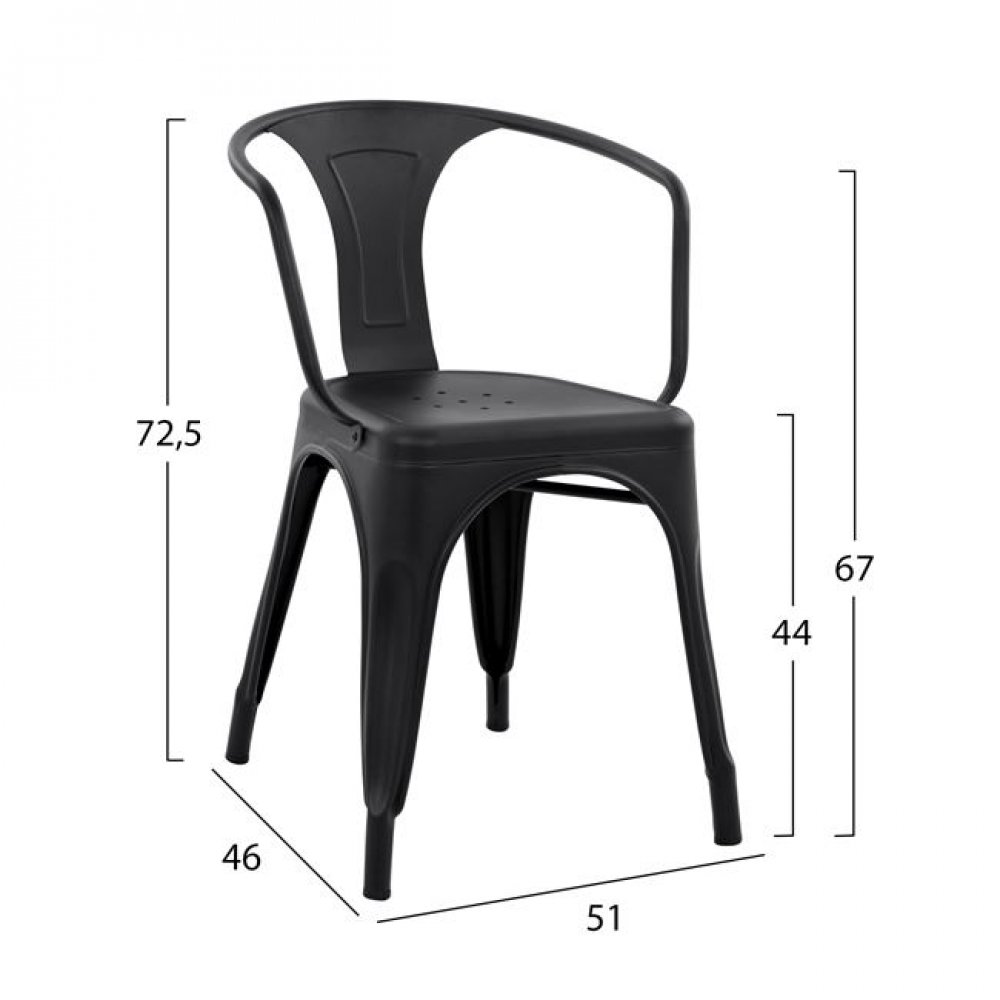 Πολυθρόνα "MELITA" μεταλλική σε χρώμα μαύρο ματ 51x46x72,5
