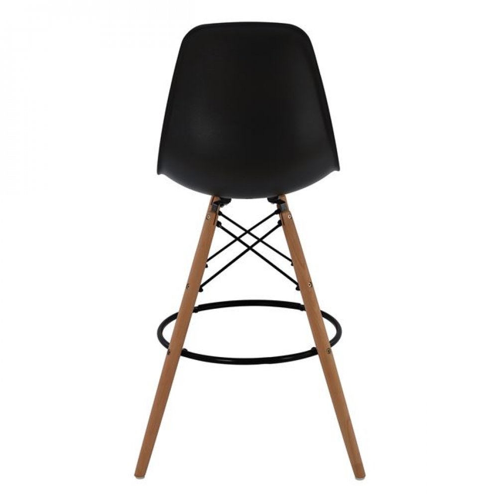 Σκαμπό μπαρ "RENATA" ξύλινο/PP σε χρώμα μαύρο/φυσικό 47x50x108