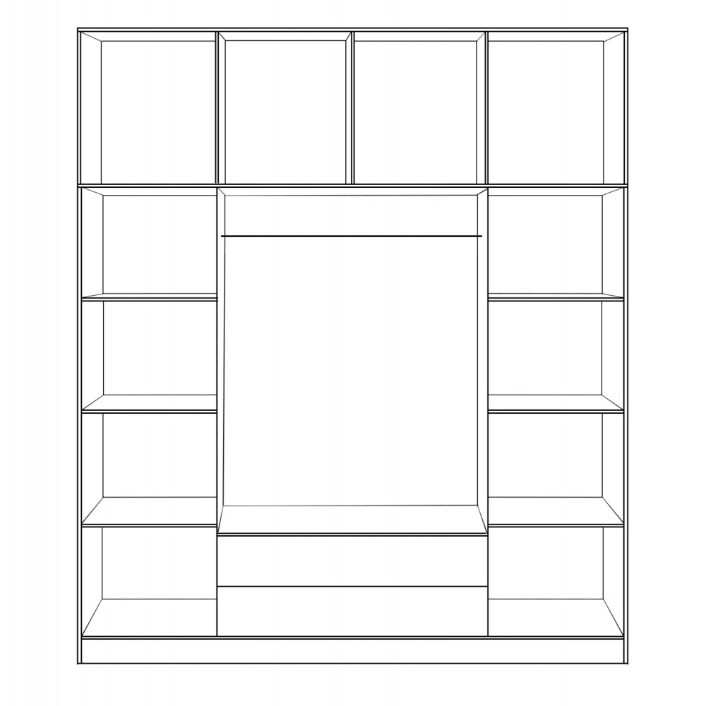 Ντουλάπα τετράφυλλη με πατάρι σε χρώμα zebrano 200x55,5x240
