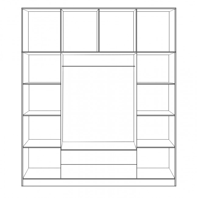Ντουλάπα τετράφυλλη με πατάρι σε χρώμα zebrano 200x55,5x240