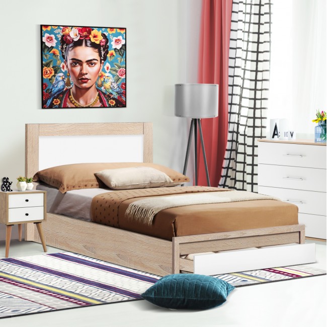 Κρεβάτι μονό "MELANY" σε χρώμα σονόμα/λευκό 90x190