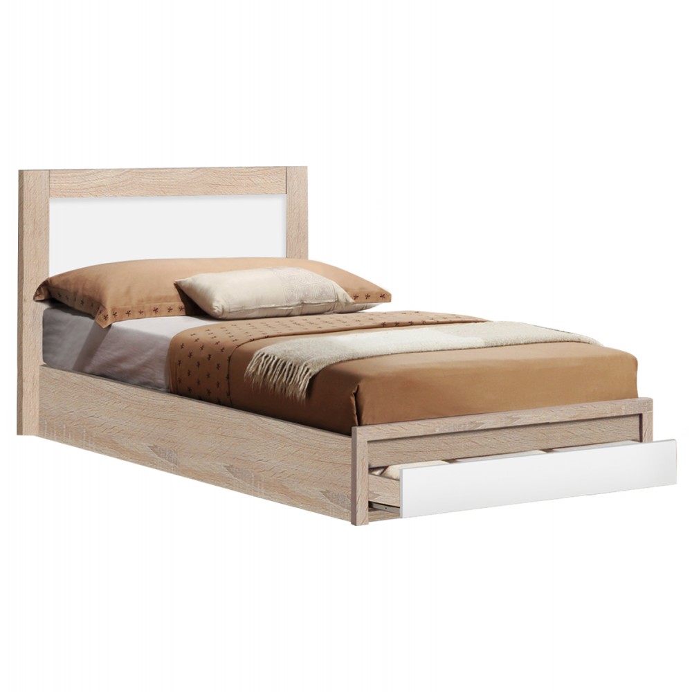 Κρεβάτι μονό "MELANY" σε χρώμα σονόμα/λευκό 90x190