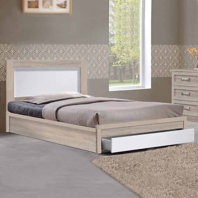 Κρεβάτι μονό "MELANY" σε χρώμα σονόμα/λευκό 90x190