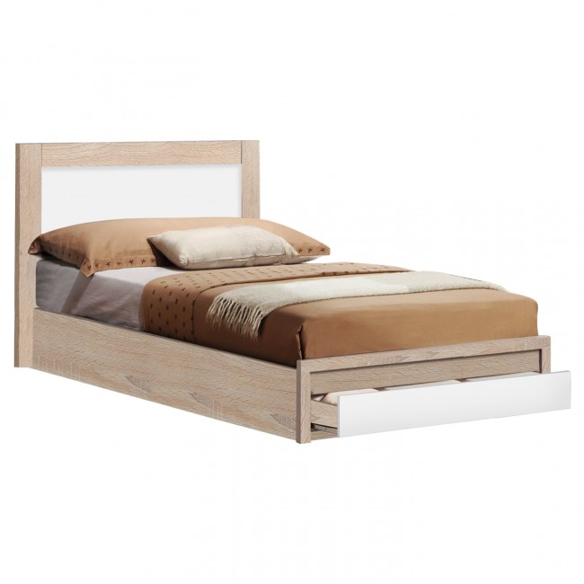 Κρεβάτι μονό "MELANY" σε χρώμα σονόμα/λευκό 90x190