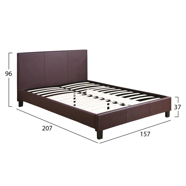 Κρεβάτι διπλό "BECCA" από PU σε χρώμα καφέ 207x157x96