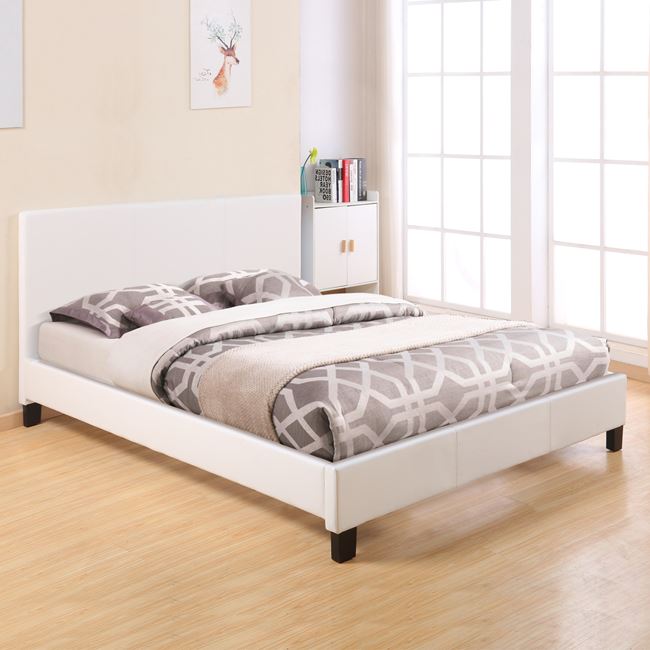 Κρεβάτι διπλό "BECCA" από PU σε χρώμα λευκό 207x157x96