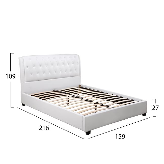 Κρεβάτι διπλό "ODALYS" από PU σε χρώμα λευκό 159x216x109