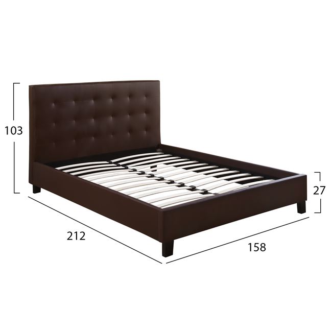Κρεβάτι διπλό "BRISA" από PU σε χρώμα καφέ 158x212x103