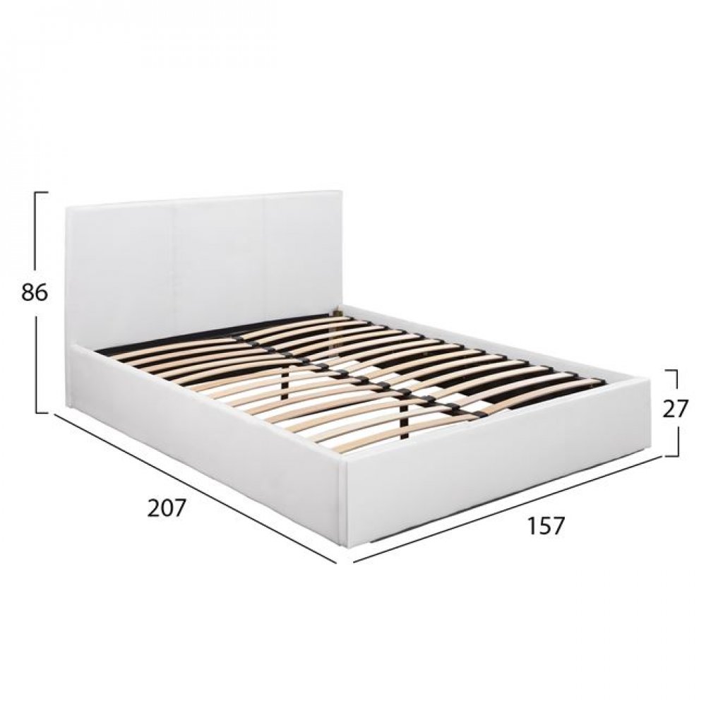 Κρεβάτι διπλό "BOBBI" από PU σε χρώμα λευκό 157x207x86