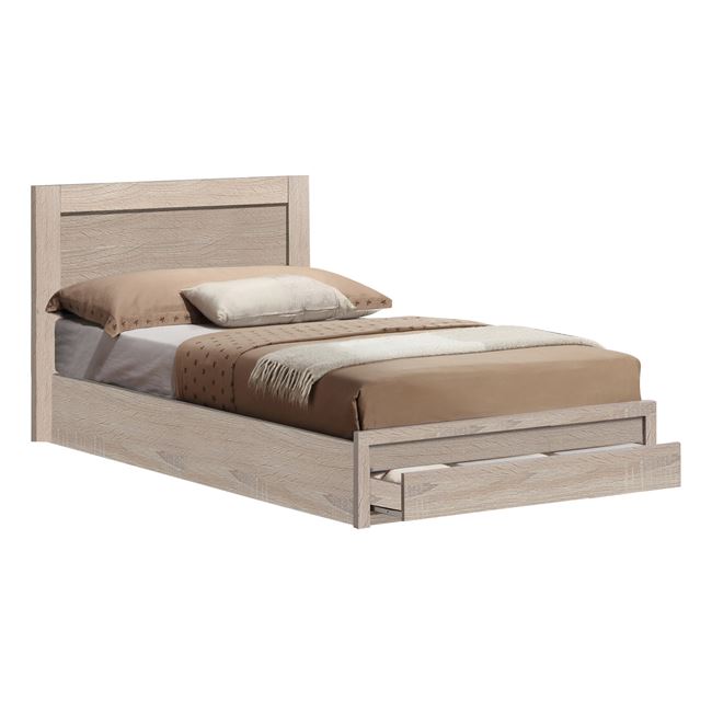 Κρεβάτι μονό "MELANY" με αποθηκευτικό χώρο σε χρώμα σονόμα 90x190