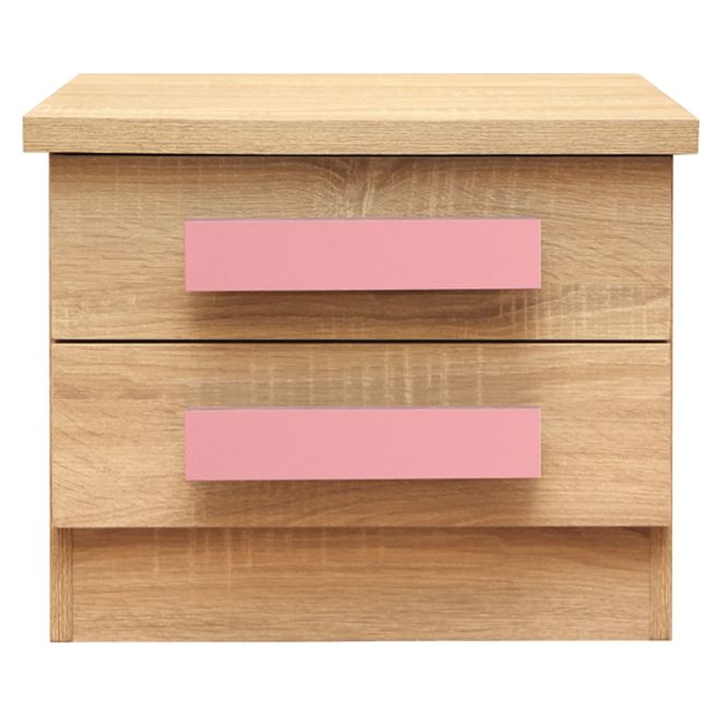 Κομοδίνο "PLAYROOM" με δύο συρτάρια σε χρώμα σονόμα/ροζ 40x48x39
