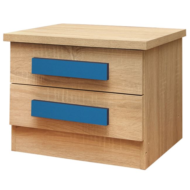 Κομοδίνο "PLAYROOM" με δύο συρτάρια σε χρώμα σονόμα/μπλε 40x48x39