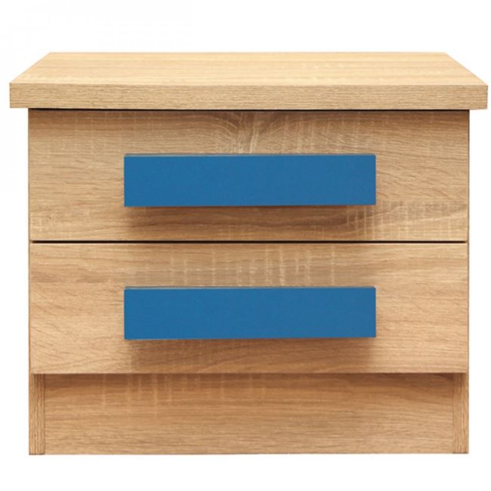 Κομοδίνο "PLAYROOM" με δύο συρτάρια σε χρώμα σονόμα/μπλε 40x48x39