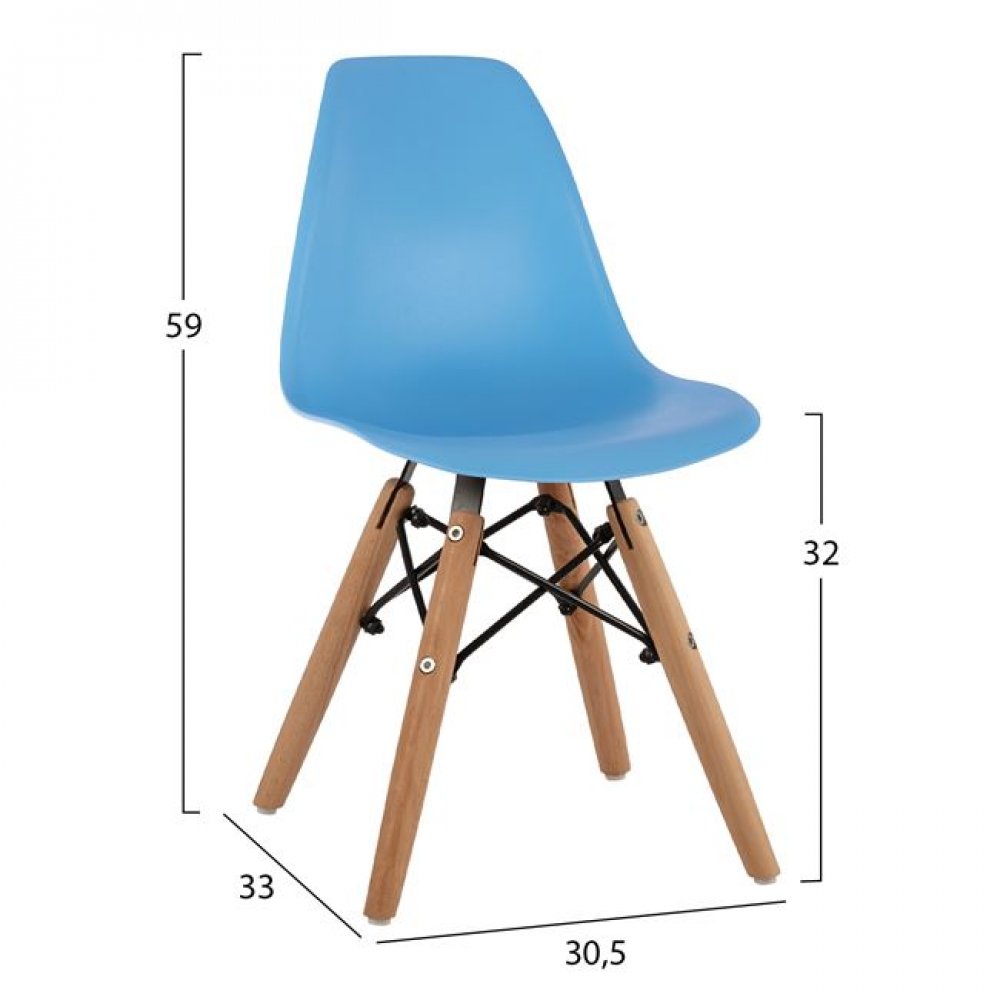 Καρέκλα παιδική "TWIST KID" από PP σε χρώμα φυσικό/μπλε 30,5x33x59