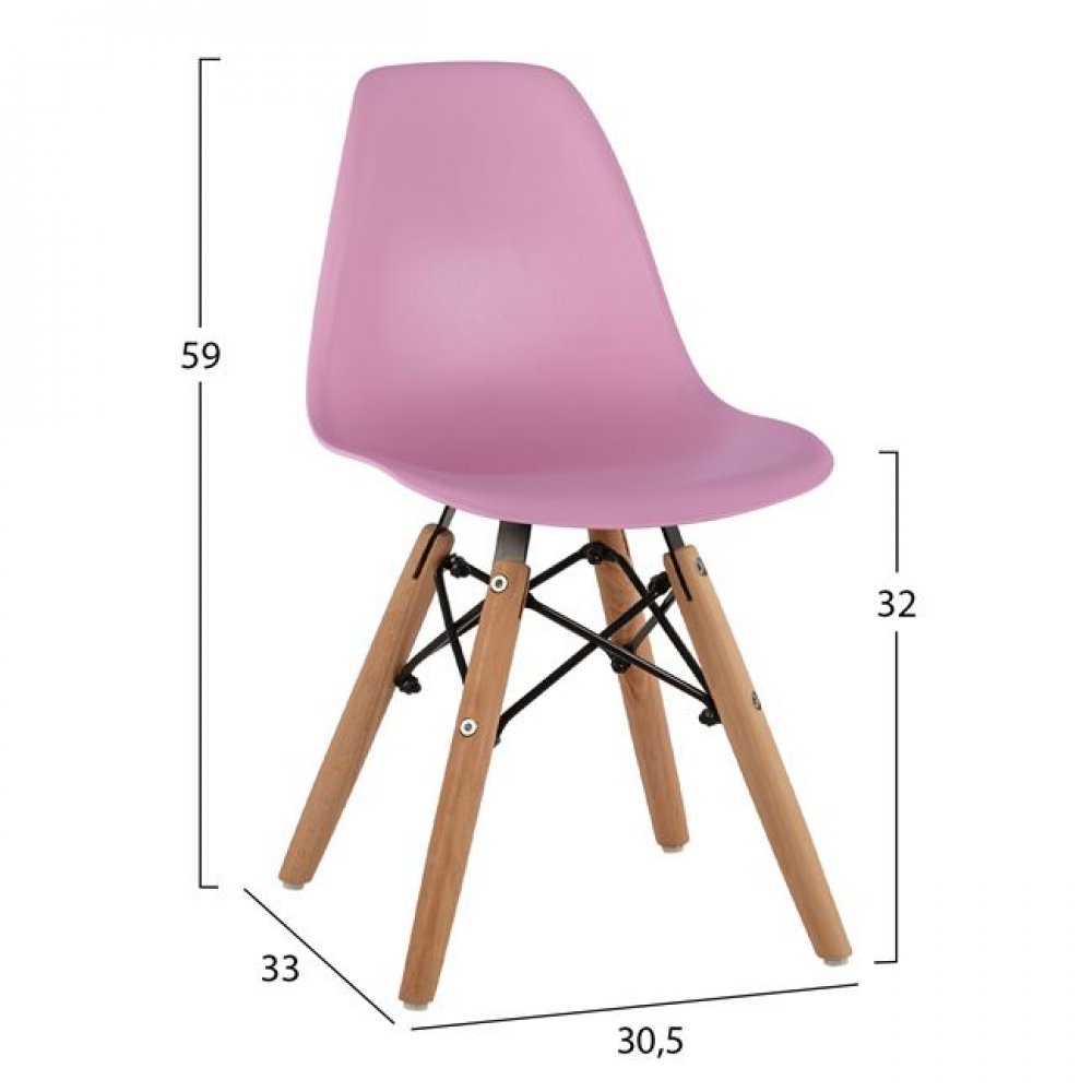 Καρέκλα παιδική "TWIST KID" από PP σε χρώμα φυσικό/ροζ 30,5x33x59