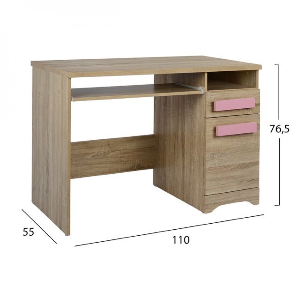 Γραφείο "PLAYROOM" από χρώμα σονόμα/ροζ 110x55x76,5