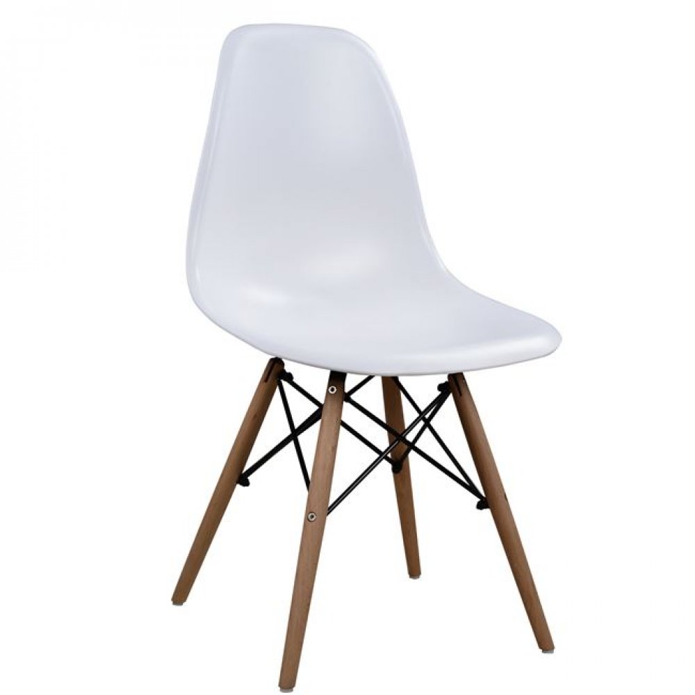 Σετ τραπεζαρίας "MINIMAL" 5τμχ από ξύλο και PP σε χρώμα λευκό/φυσικό 120x80x73