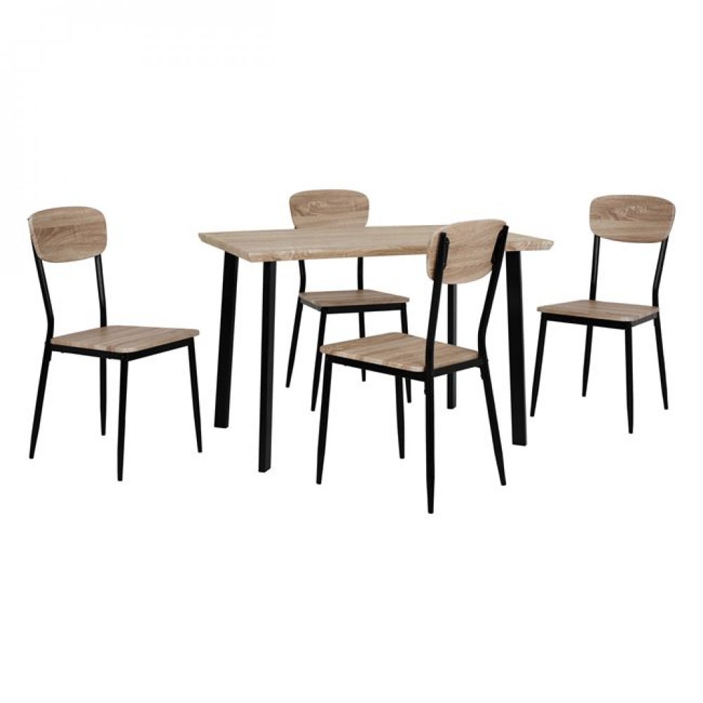 Σετ τραπεζαρίας από μέταλλο/mdf σε χρώμα μαύρο/σονόμα 110x70x75,5