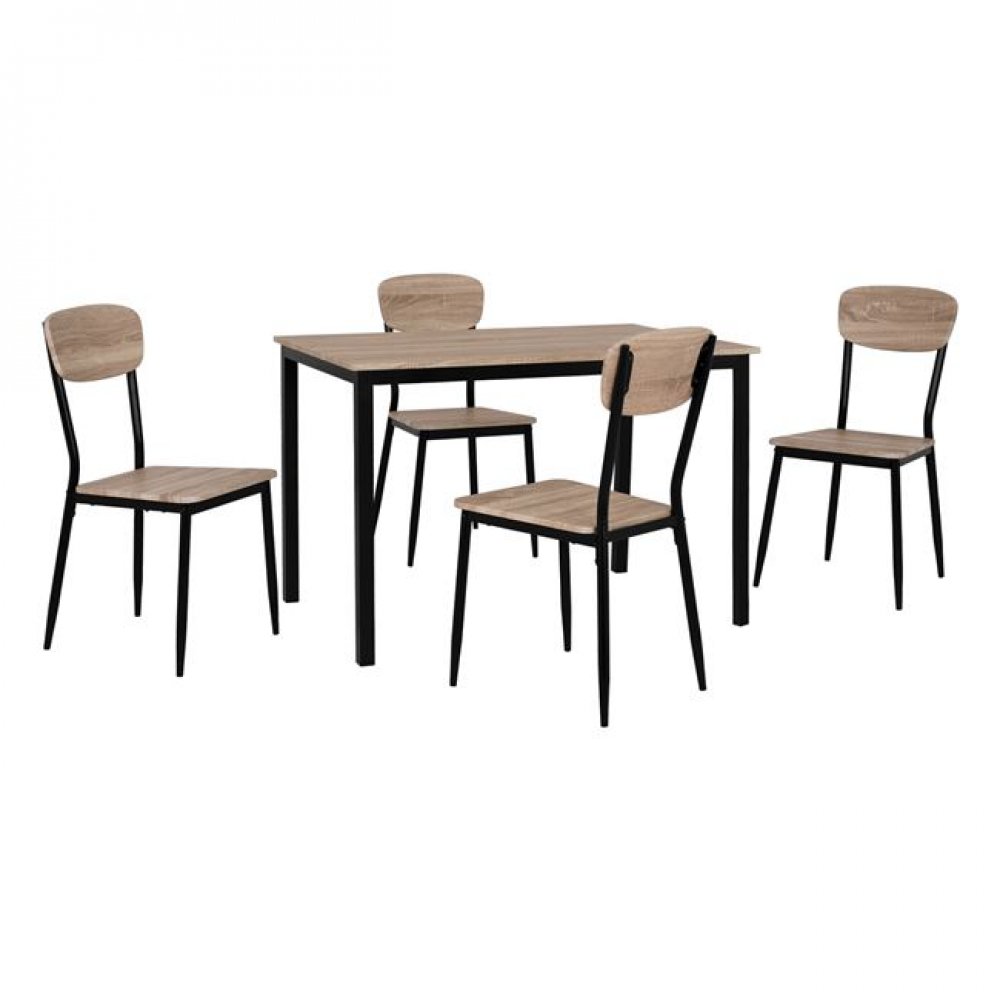 Σετ τραπεζαρίας από mdf/μέταλλο σε χρώμα σονόμα/μαύρο 110x70x76