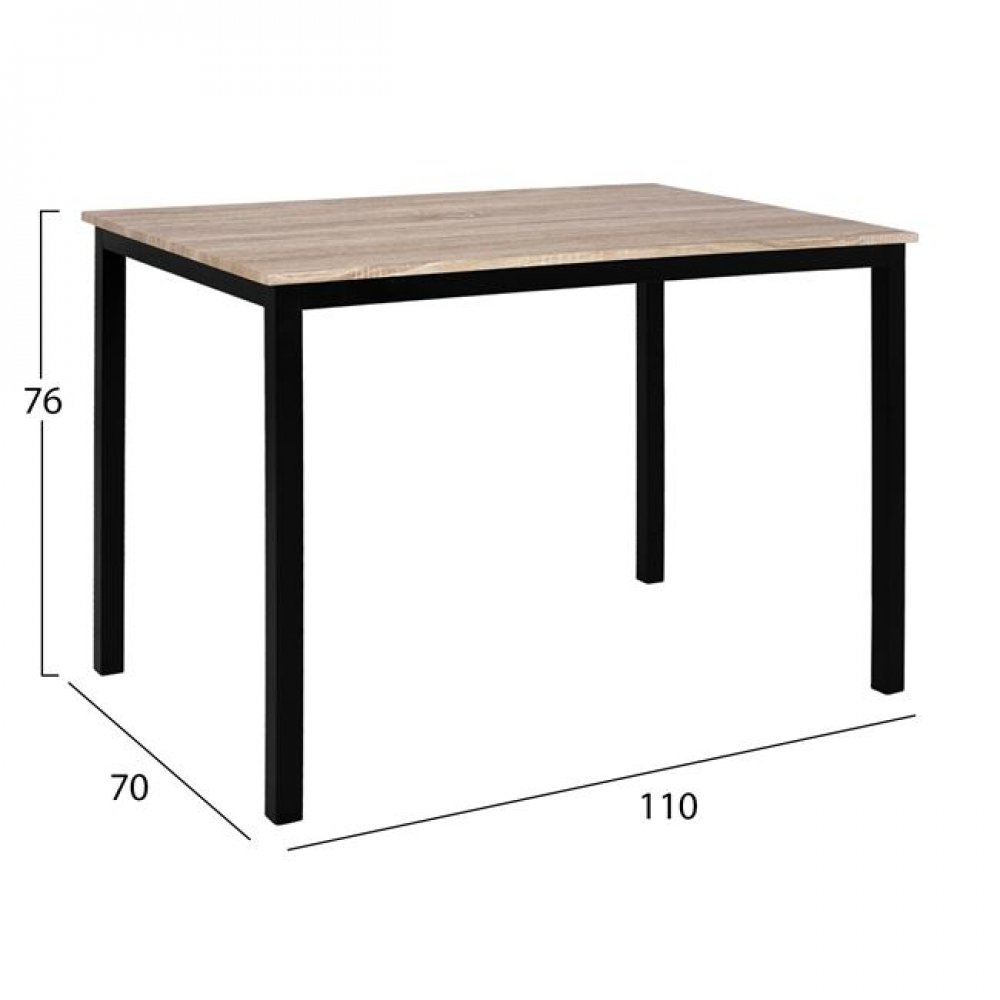 Σετ τραπεζαρίας από mdf/PU σε χρώμα σονόμα/μαύρο 110x70x76