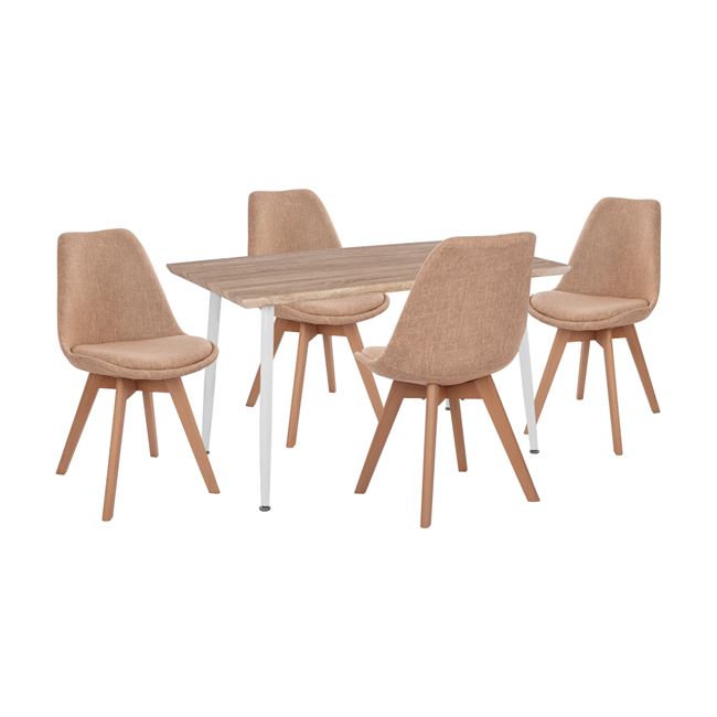 Σετ τραπεζαρίας από mdf/ύφασμα σε χρώμα σονόμα/μπεζ 120x70x76,5