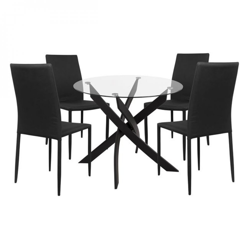 Σετ τραπεζαρίας από μέταλλο/ύφασμα σε χρώμα μαύρο Φ90x74