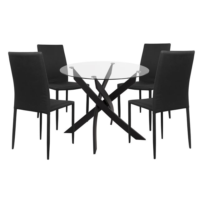 Σετ τραπεζαρίας από μέταλλο/ύφασμα σε χρώμα μαύρο Φ90x74