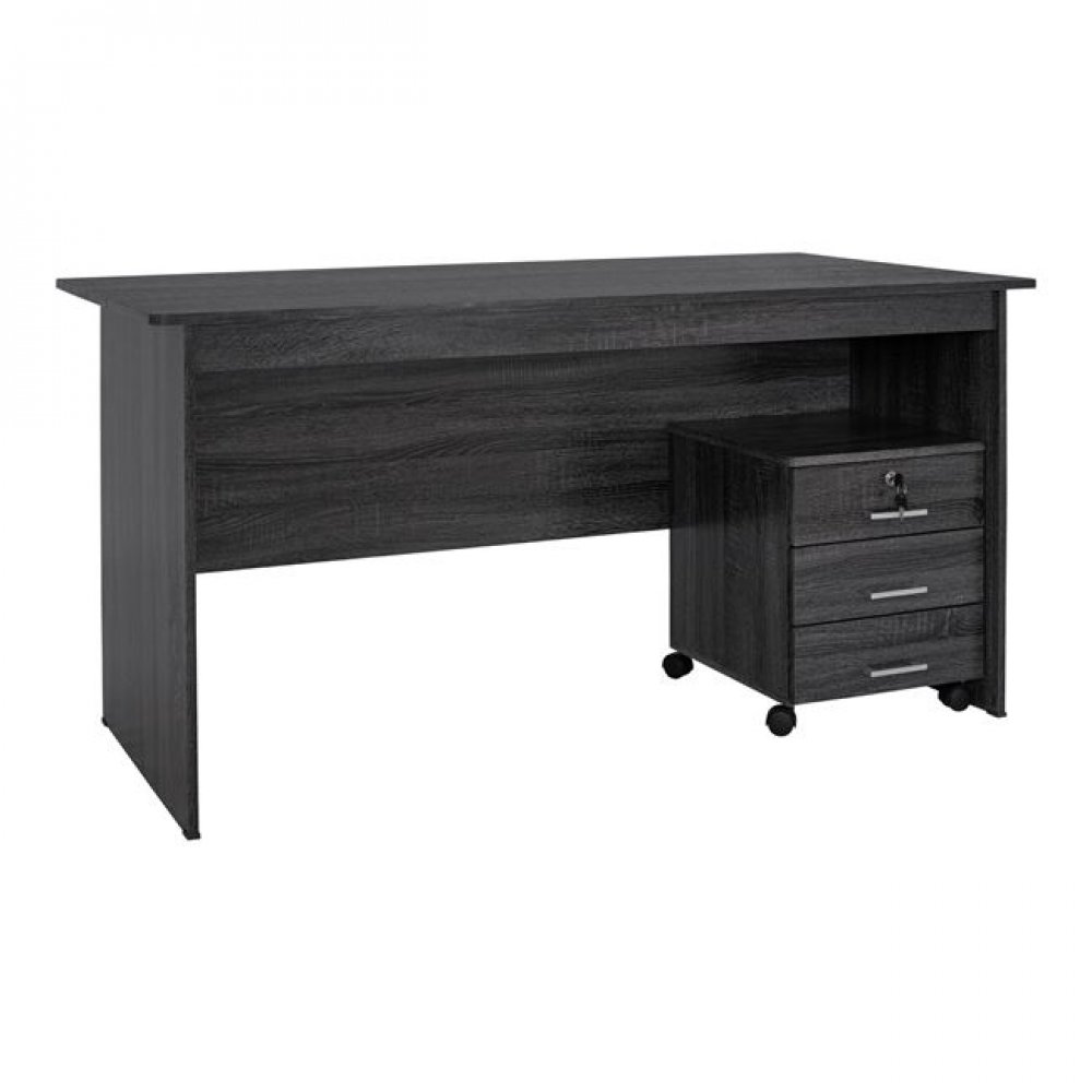 Γραφείο με τροχήλατη συρταριέρα σε χρώμα ανθρακί 150x71x74,5