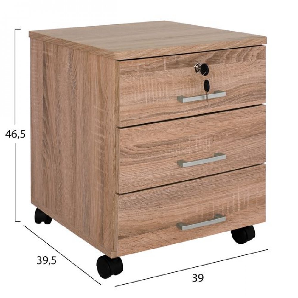 Γραφείο με τροχήλατη συρταριέρα σε χρώμα σονόμα 150x71x74,5