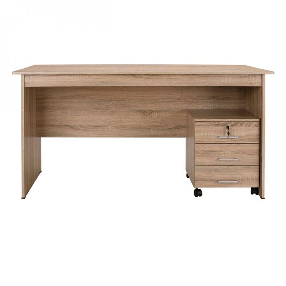 Γραφείο με τροχήλατη συρταριέρα σε χρώμα σονόμα 150x71x74,5