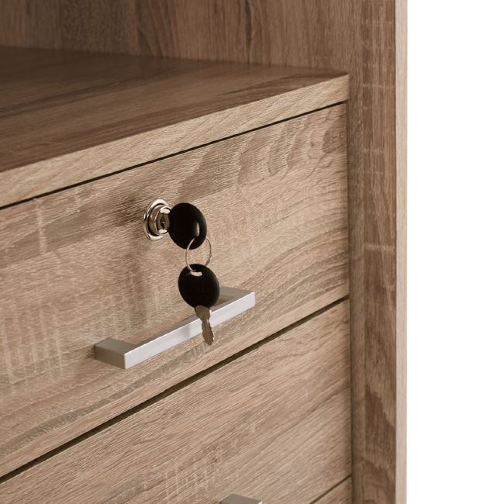 Γραφείο με τροχήλατη συρταριέρα σε χρώμα σονόμα 150x71x74,5