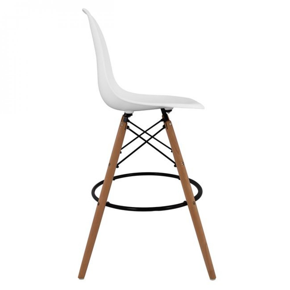 Σκαμπό μπαρ "RENATA" ξύλινο/PP σε χρώμα λευκό/φυσικό 47x50x108