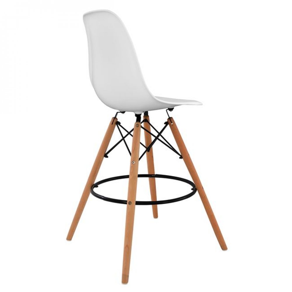 Σκαμπό μπαρ "RENATA" ξύλινο/PP σε χρώμα λευκό/φυσικό 47x50x108