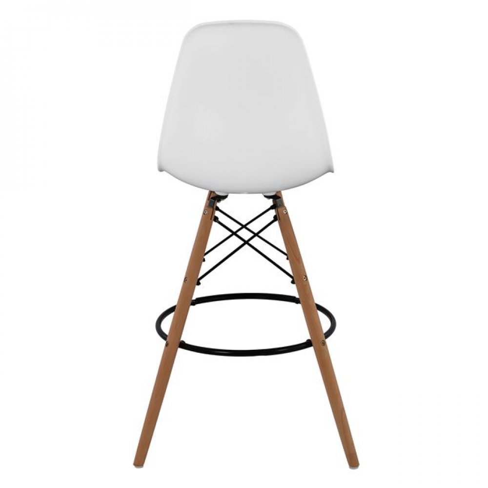 Σκαμπό μπαρ "RENATA" ξύλινο/PP σε χρώμα λευκό/φυσικό 47x50x108