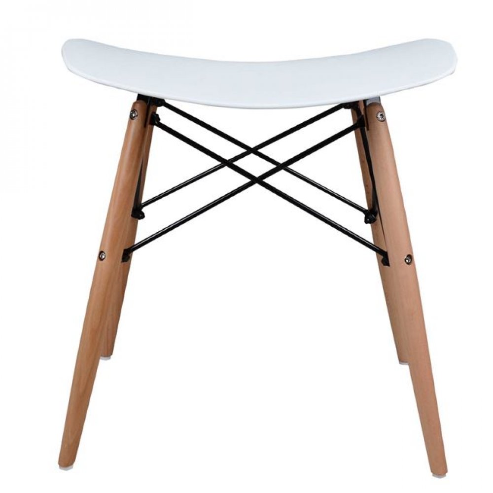 Σκαμπό "ΤΟΝΙΑ" από ξύλο/PP σε χρώμα λευκό/φυσικό 47x34.5x46.5