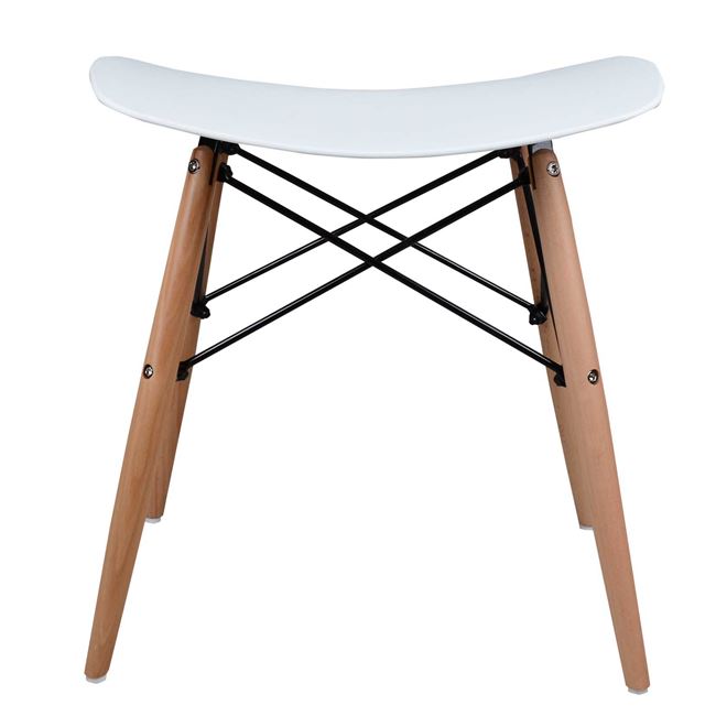 Σκαμπό "ΤΟΝΙΑ" από ξύλο/PP σε χρώμα λευκό/φυσικό 47x34.5x46.5