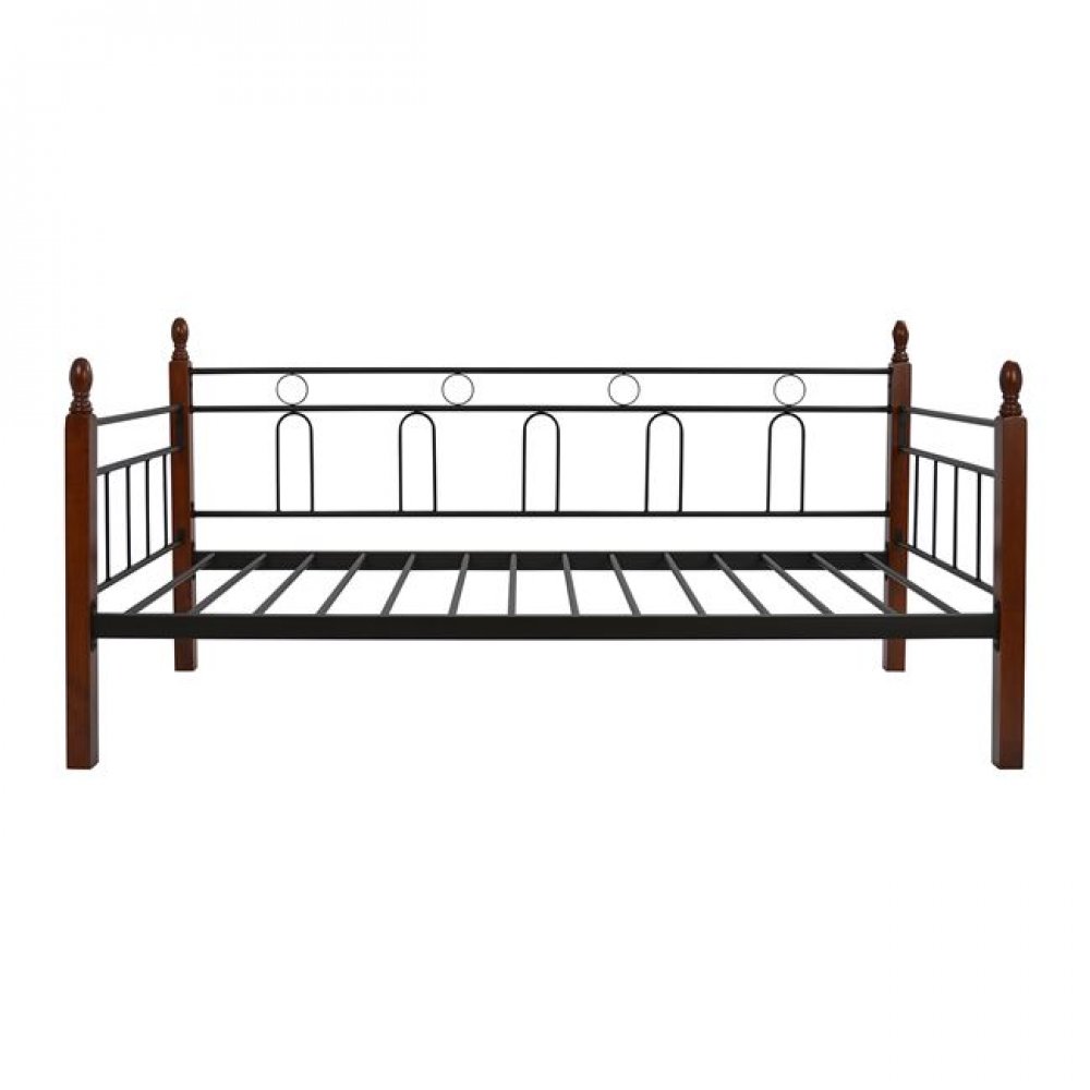 Καναπές κρεβάτι "MILA" από μέταλλο/ξύλο σε χρώμα μαύρο/καφέ 200x92,5x97