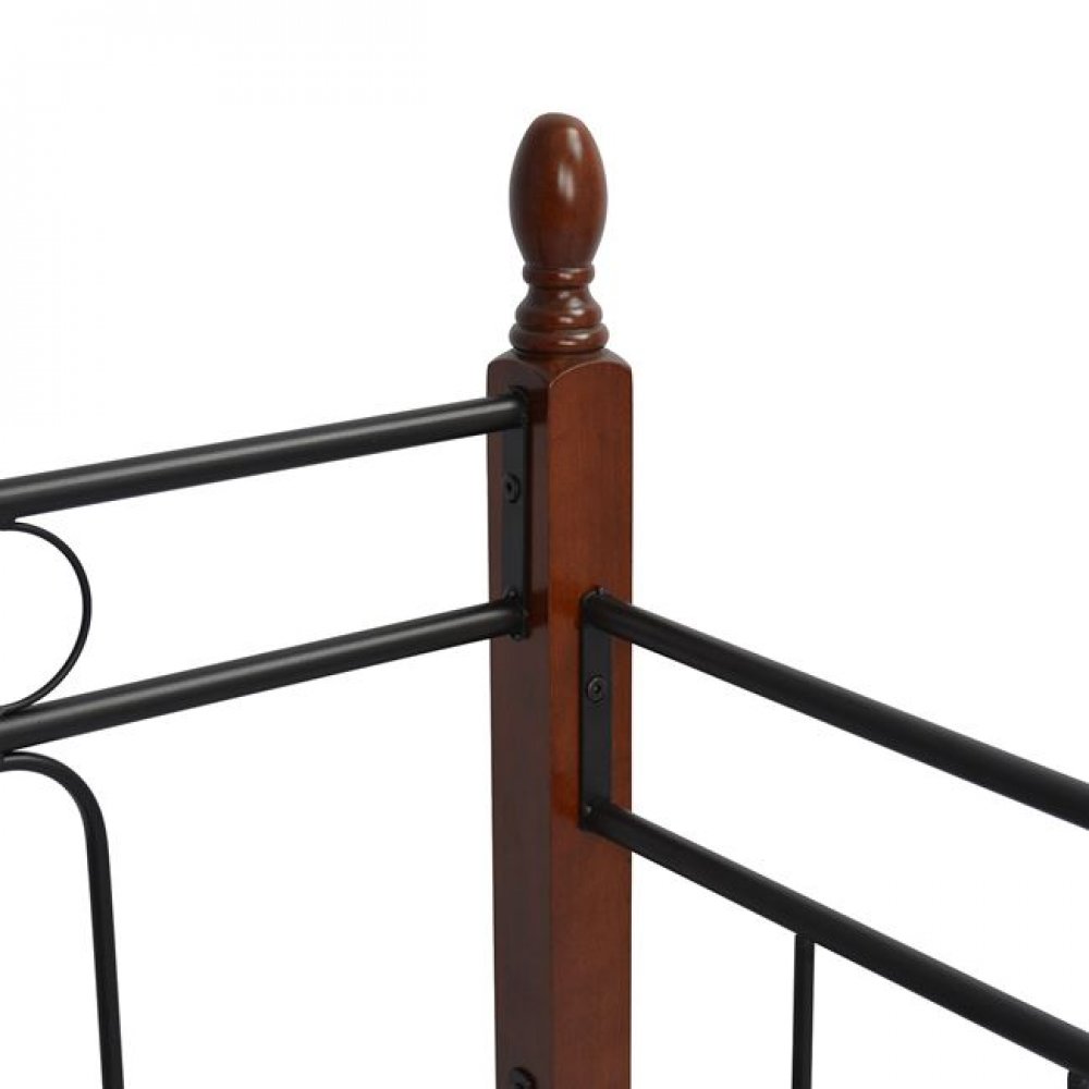 Καναπές κρεβάτι "MILA" από μέταλλο/ξύλο σε χρώμα μαύρο/καφέ 200x92,5x97