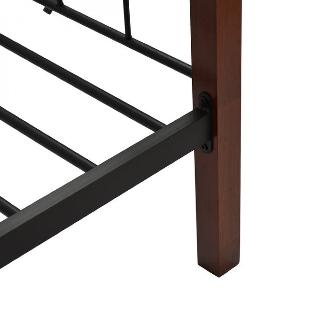 Καναπές κρεβάτι "MILA" από μέταλλο/ξύλο σε χρώμα μαύρο/καφέ 200x92,5x97