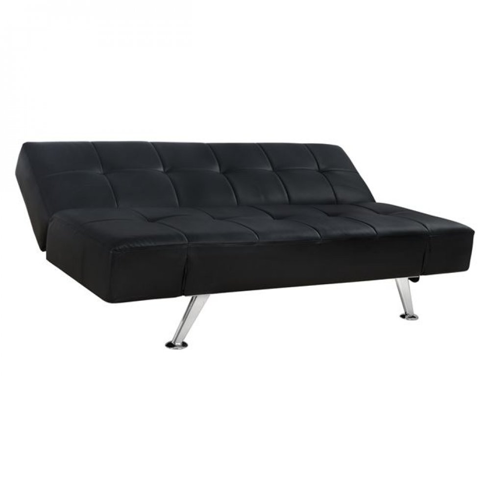 Καναπές κρεβάτι "THOM" από τεχνόδερμα σε χρώμα μαύρο 189x93x82