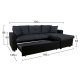Καναπές γωνιακός-κρεβάτι από ύφασμα/PU σε χρώμα γκρι/μαύρο 220x146x86